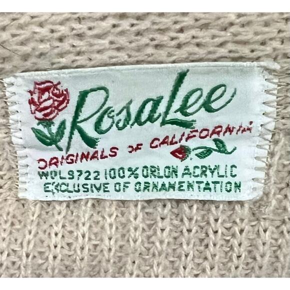 RosaLee Women’s Vintage Cardigan Sweater Originals of California Beige Flowers - Picture 7 of 7